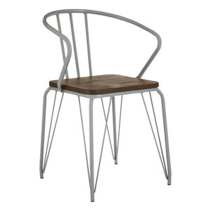 District Grey Metal And Elm Wood Arm Chair
