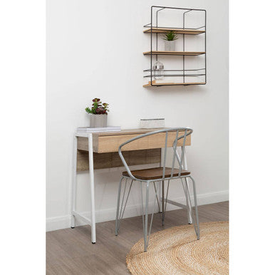 District Grey Metal And Elm Wood Arm Chair