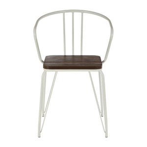 District White Metal And Elm Wood Arm Chair