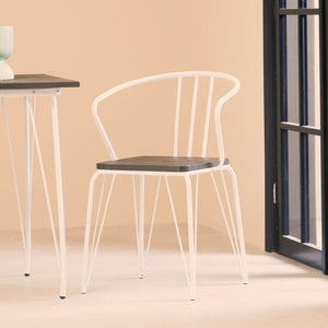 District White Metal And Elm Wood Armchair