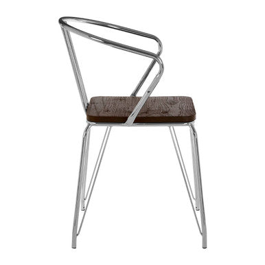 District Chrome Metal And Elm Wood Arm Chair