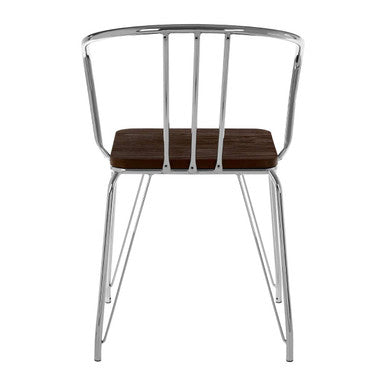 District Chrome Metal And Elm Wood Arm Chair