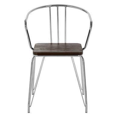District Chrome Metal And Elm Wood Arm Chair