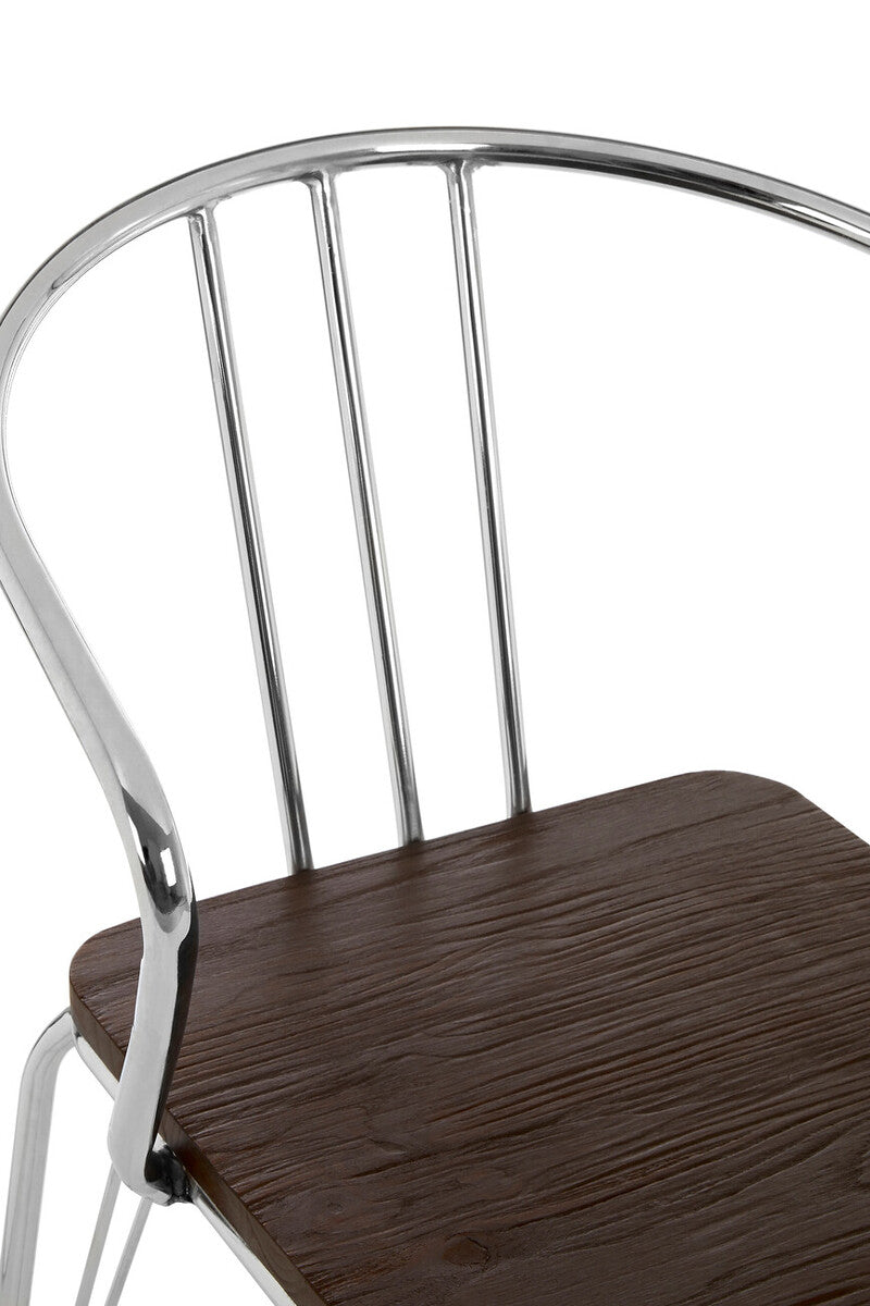 District Chrome Metal And Elm Wood Arm Chair