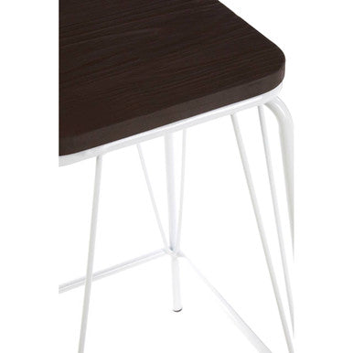 District White Metal And Elm Wood Stool