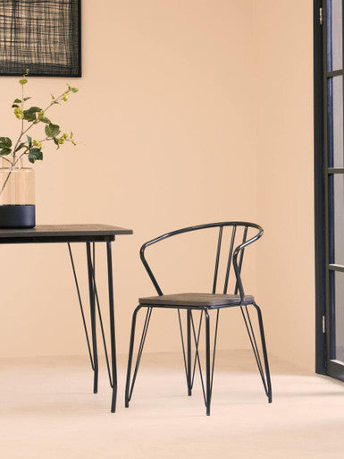 District Black Metal And Elm Wood Table