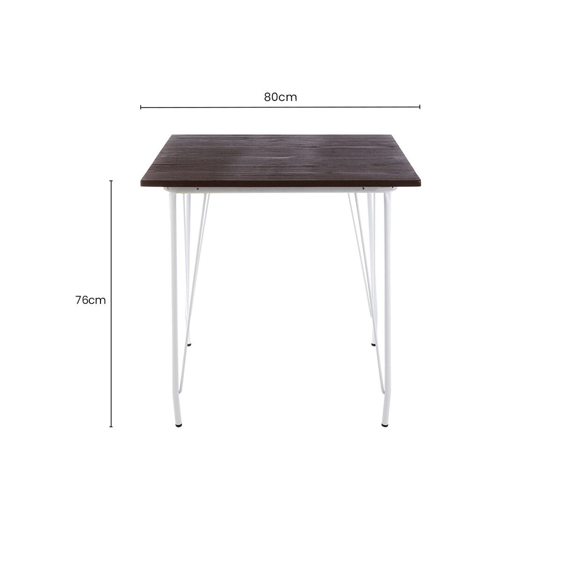 White Metal Legs and Brown Elm Wood Top Square Dining Table, District