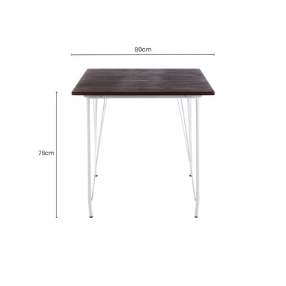 White Metal Legs and Brown Elm Wood Top Square Dining Table | District