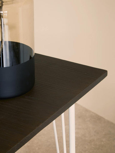 District White Metal And Elm Wood Table