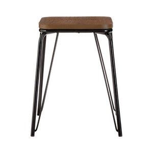 District Black Metal And Elm Small Wood Stool