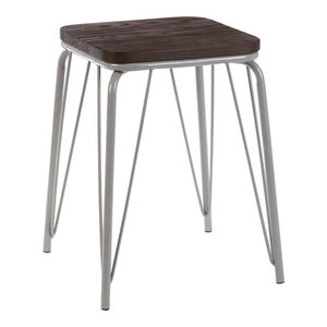 District Grey Metal And Elm Small Wood Stool