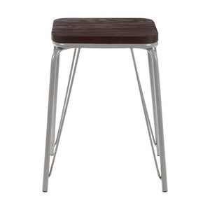 District Grey Metal And Elm Small Wood Stool