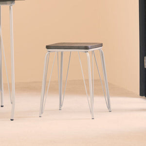 District Wooden Small Stool with Grey Finish Legs