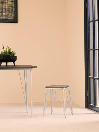 District Grey Metal And Elm Small Wood Stool