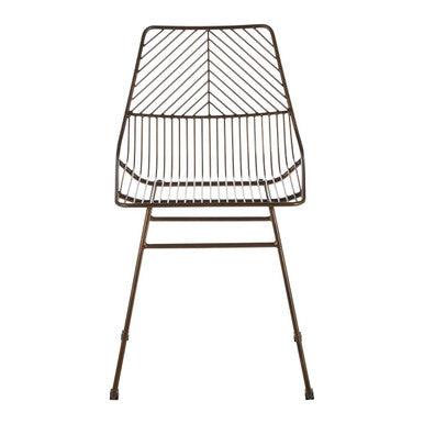 Wire chair with geometric pattern on a white background