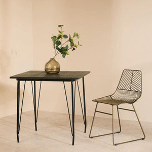 District Bronze Metal Wire Tapered Legs Chair