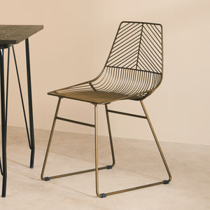 District Bronze Finish Metal Wire Chair with Tapered Legs
