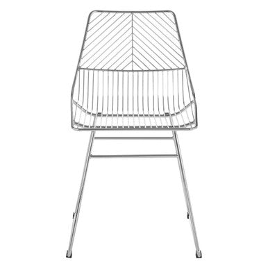 Wire chair with geometric pattern on a white background