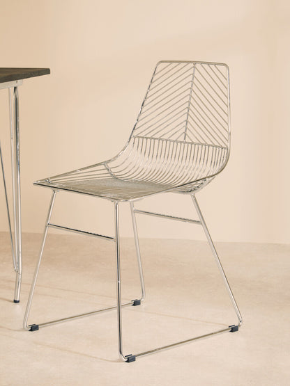 District Chrome Metal Tapered Wire Chair