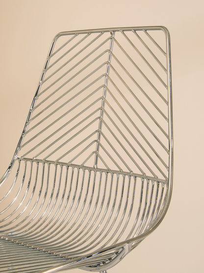 District Chrome Metal Tapered Wire Chair