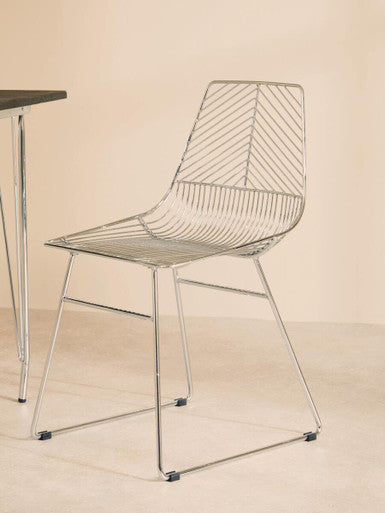 District Chrome Metal Wire Tapered Legs Chair - Image 8