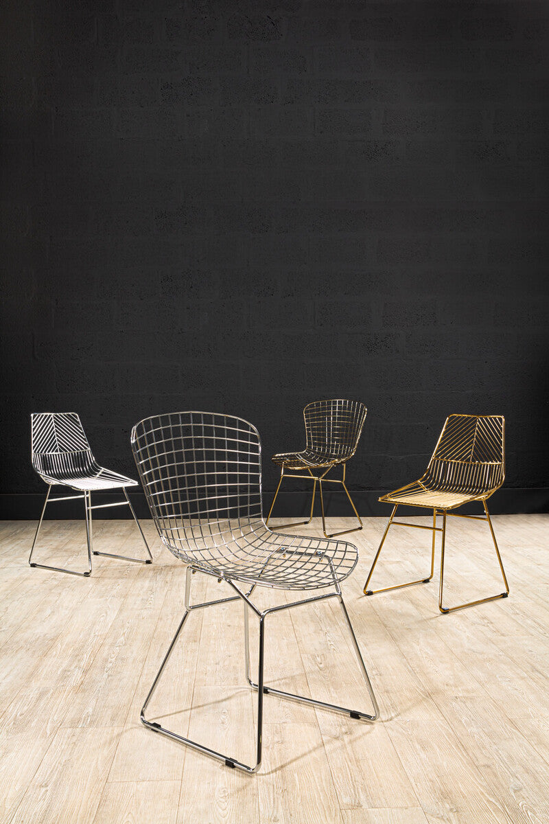 District Chrome Metal Wire Tapered Legs Chair - Image 5