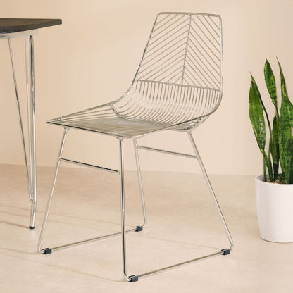 District Chrome Metal Wire Tapered Legs Chair