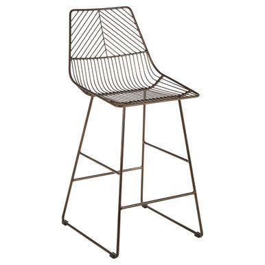 District Bronze Metal Wire Tapered Bar Chair