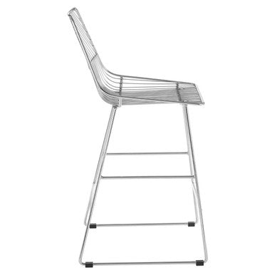 District Chrome Metal Wire Tapered Bar Chair