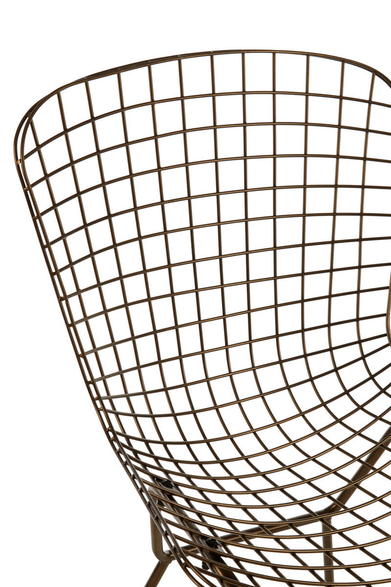 District Bronze Metal Grid Frame Wire Chair
