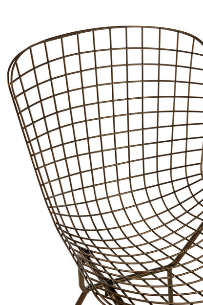 District Bronze Metal Grid Frame Wire Chair