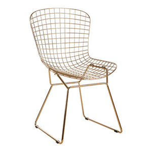 District Gold Metal Grid Frame Wire Chair