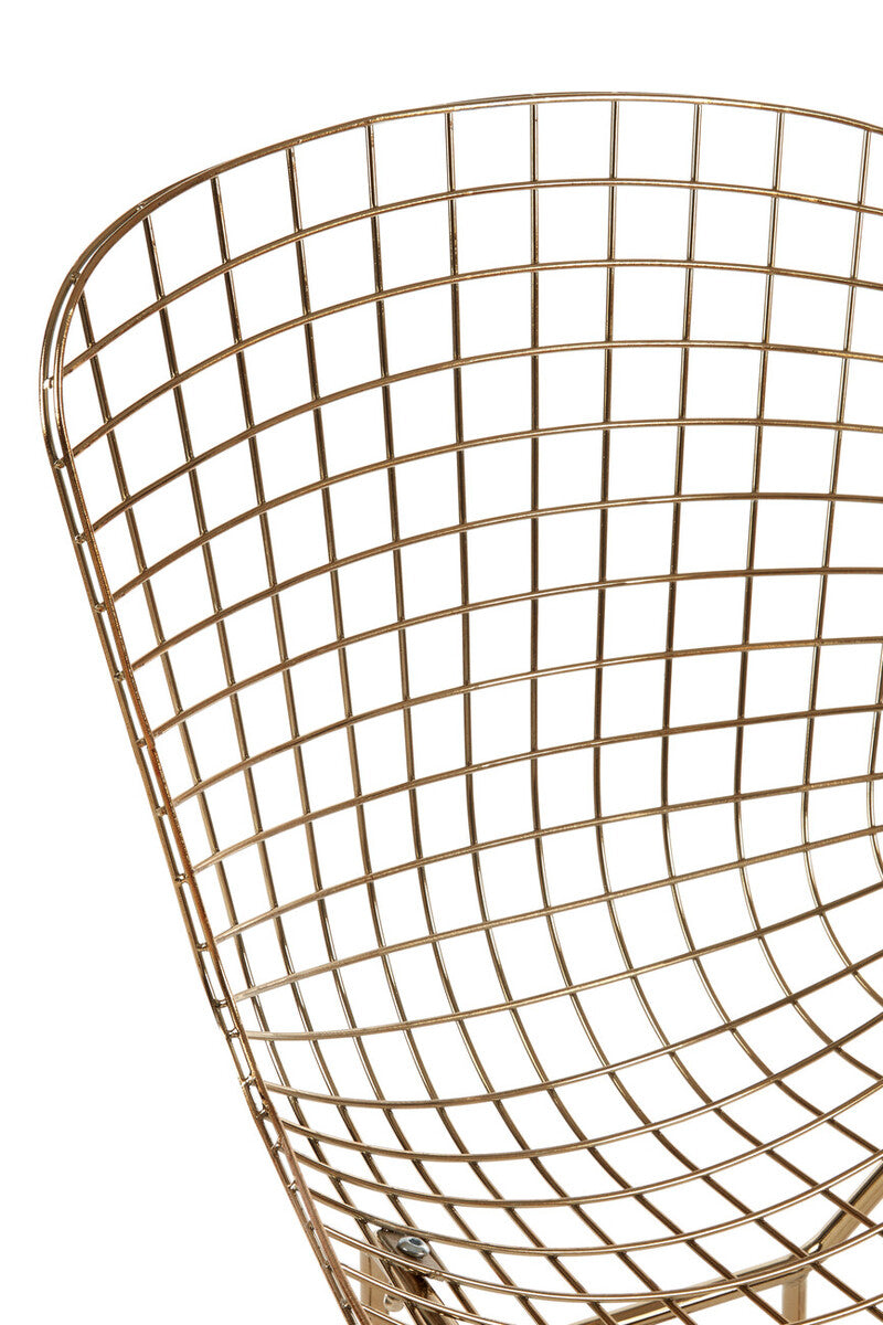 District Gold Metal Grid Frame Wire Chair