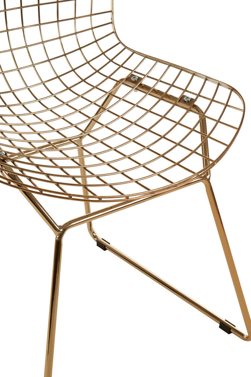 District Gold Metal Grid Frame Wire Chair
