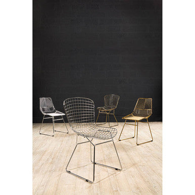 District Gold Metal Grid Frame Wire Chair