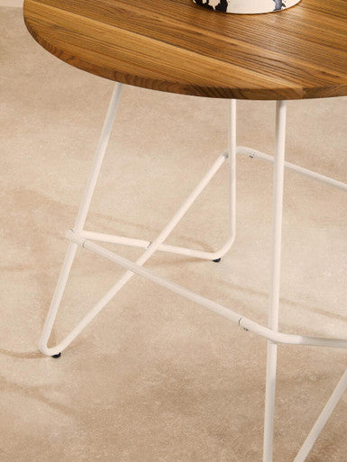 District White Metal Round Table