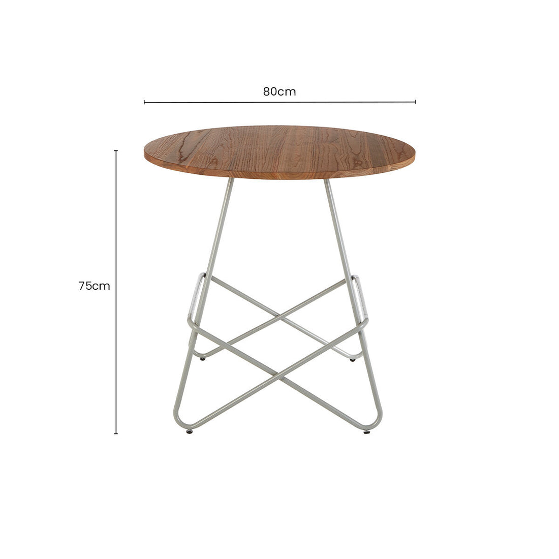 Grey Metal Legs and Natural Elm Wood Top Round Dining Table, District
