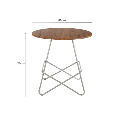 Grey Metal Legs and Natural Elm Wood Top Round Dining Table | District