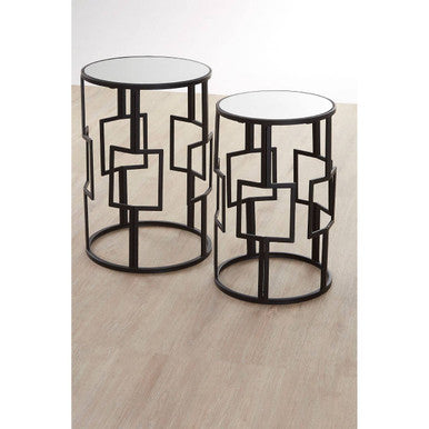 Avantis Set of 2  Square Design Black Tables