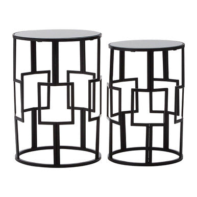 Avantis Set of 2  Square Design Black Tables