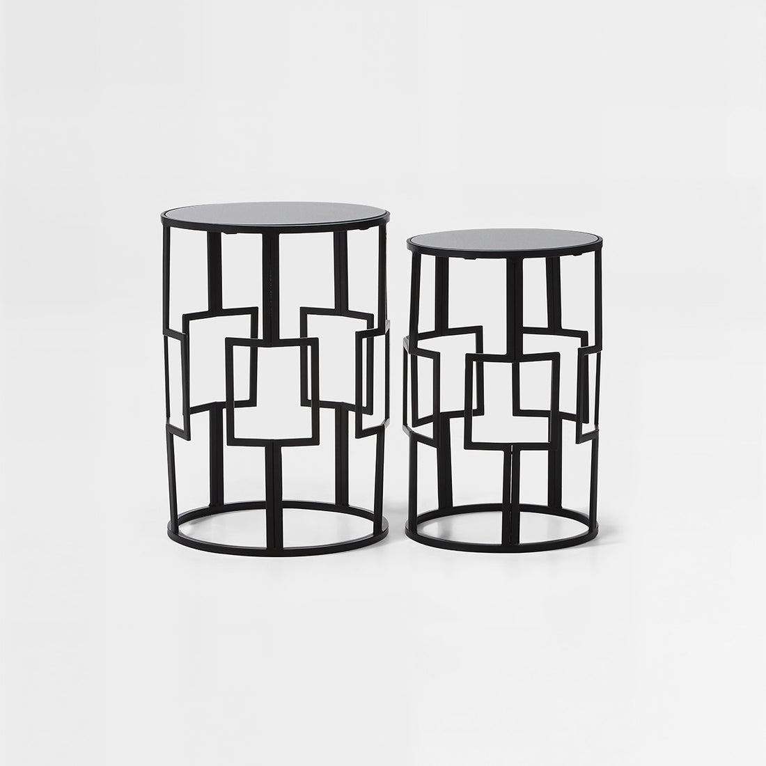 Avantis Set of 2  Square Design Black Tables
