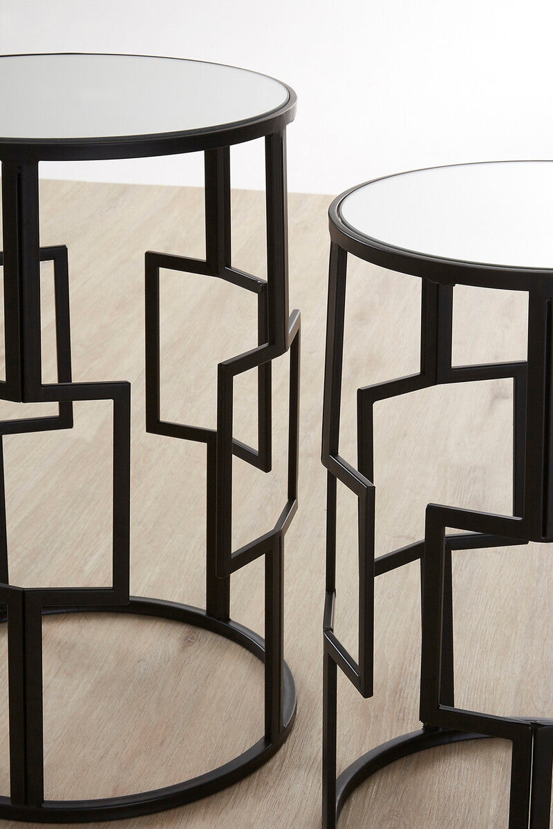 Avantis Set of 2  Square Design Black Tables