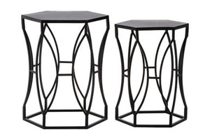 Avantis Set Of 2 Concave Black Side Tables