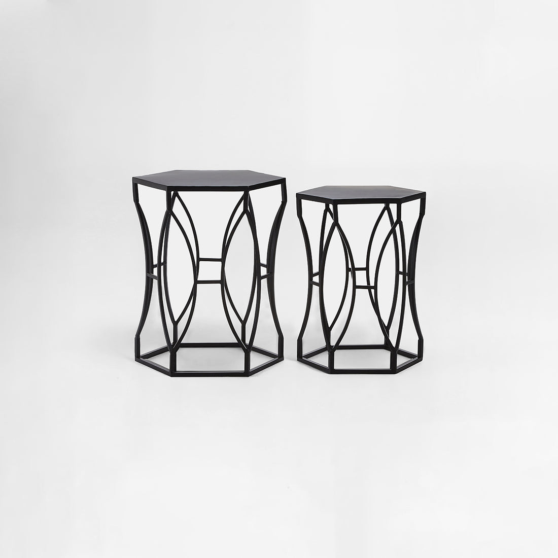 Avantis Set of 2 Concave Black Side Tables