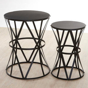 Avantis Set Of 2 Cross Design Black Side Tables