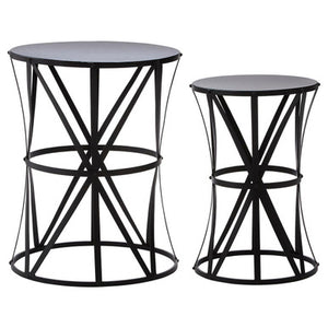 Avantis Set Of 2 Cross Design Black Side Tables