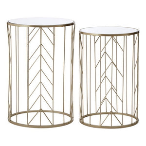 Avantis Set of 2 Arrow Design Champagne Side Tables