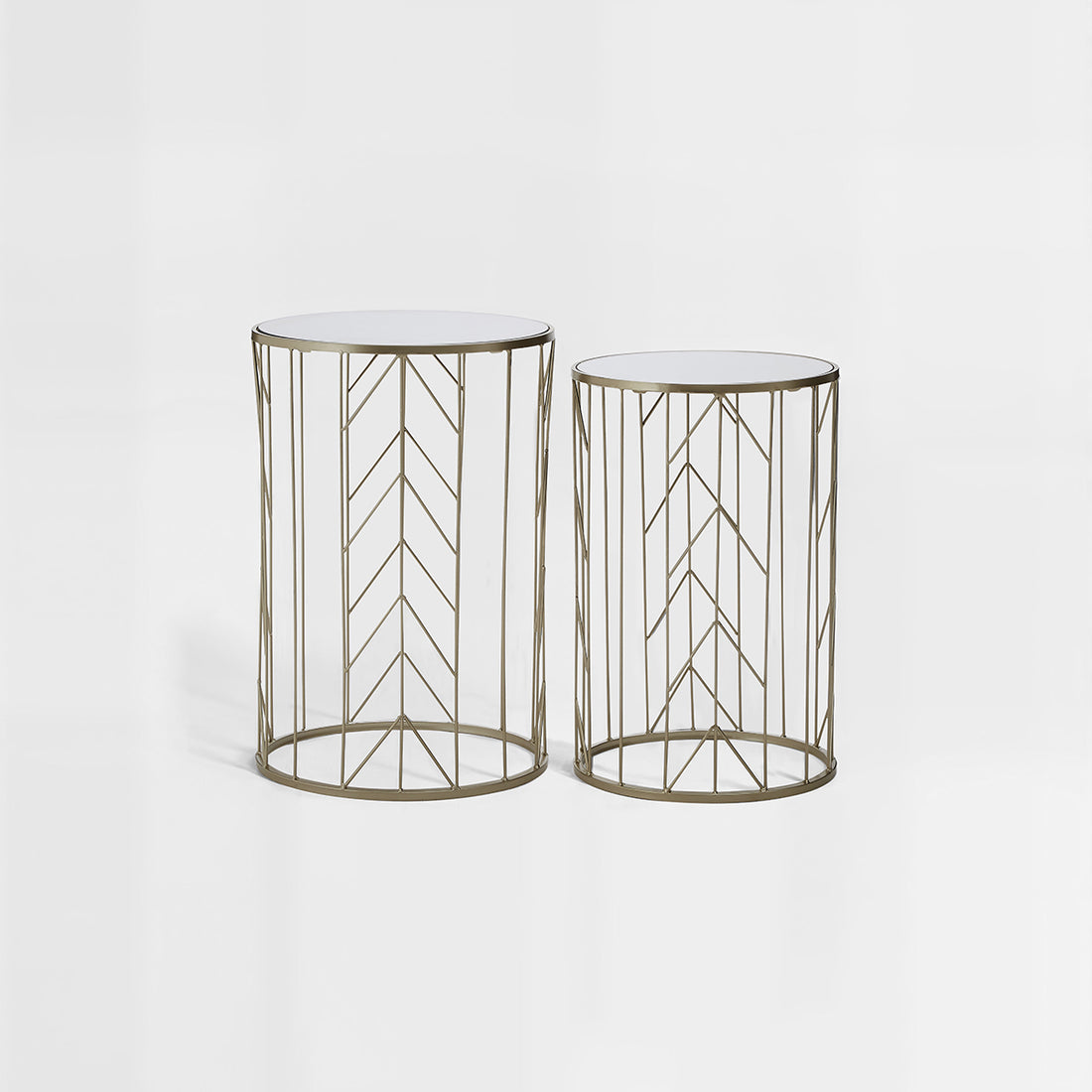 Avantis Set of 2 Arrow Design Champagne Side Tables