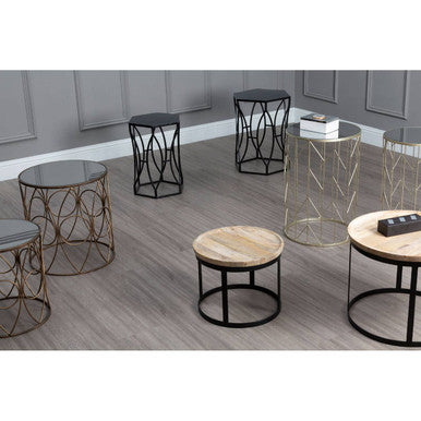 Avantis Set of 2 Arrow Design Champagne Side Tables
