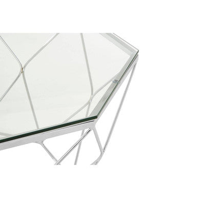 Allure Hexagon Tempered Glass Chrome Coffee Table